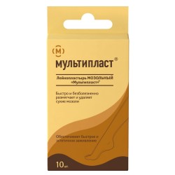 Лейкопластырь мозольный Мультипласт (в наборе 3 размера -- 2.3х2.3 см - 2 шт + 3.8х3.8 см - 3 шт + 0.95х3.8 см - 5 шт) 10 шт.