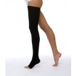 Чулок компрессионный кругловязаный, р. 6 ЧККВ ЦК до бедра 2 класс компрессии с открытым мыском черный